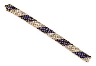 A four row diamond and sapphire bracelet,