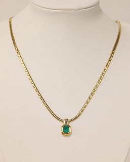A Continental emerald and diamond necklace,