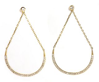 A pair of diamond set 'smile' drop earrings,
