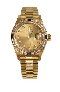 A ladies' 18ct gold Rolex 'Oyster Perpetual Datejust' automatic bracelet watch, c.1990,