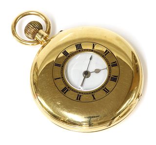 An 18ct gold side wind half hunter chronograph pocket watch,