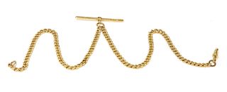 An 18ct gold curb link double Albert chain,
