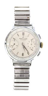 A gentlemen's stainless steel and chrome plated Breitling chronograph watch, c.1950,