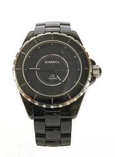 A full size Chanel J12 black ceramic automatic bracelet watch,