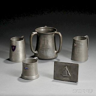 Five Pewter Trophies from New York Yacht Clubs