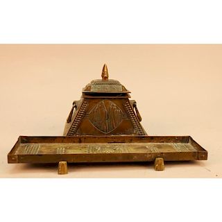 Antique Middle Eastern Bronze Inkwell