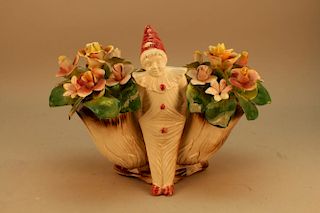 Vintage Porcelain Figure w/ Two Bouquets