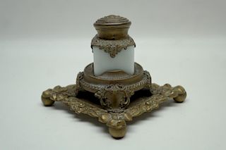 Antique French Opaline Inkwell