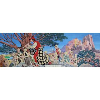 20th C. "Pied Piper" Advertisement Painting