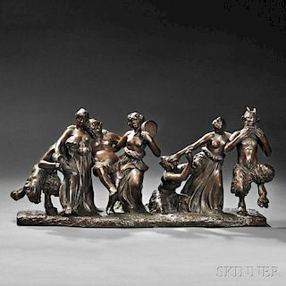 German School, Late 19th/Early 20th Century       Bronze Sculpture of a Bacchanal Procession