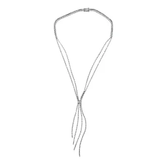Stylish & Flexible Diamond Tassel Necklace - 18K White Gold