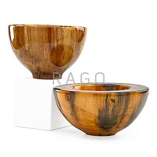 PHILIP MOULTHROP Two turned wood vessels