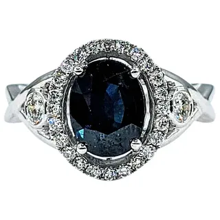 Deep Blue Sapphire & Diamond Cocktail Ring