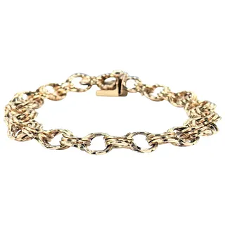 Beautiful Textured 14K Gold Charm Bracelet