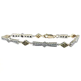 Detailed Diamond & Yellow Sapphire Link Bracelet - 18K