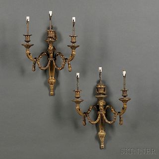 Pair of Neoclassical-style Bronze Wall Sconces