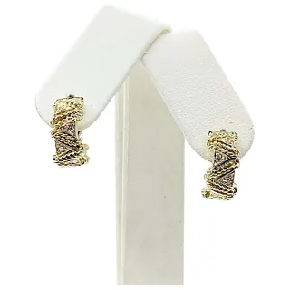 Sculptural Diamond & 18K Gold Huggie Earrings