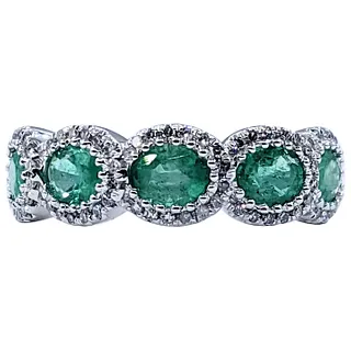 Elegant Emerald & Diamond Halo Band
