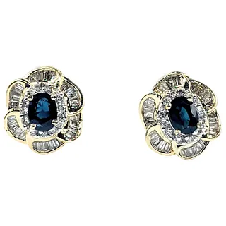 Elegant Sapphire & Diamond Floral Earrings