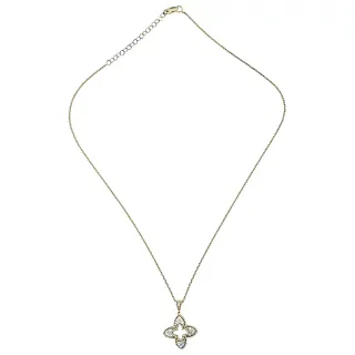 Fashionable Diamond & 14K Gold Quatrefoil Pendant Necklace