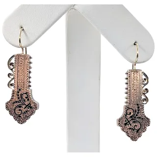 Antique Victorian 9K Gold & Enamel Earrings