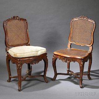 Pair of Louis XV Walnut Side Chairs
