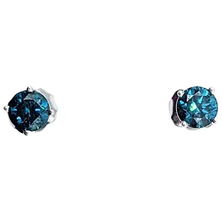 Beautiful Blue Diamond Solitaire Stud Earrings