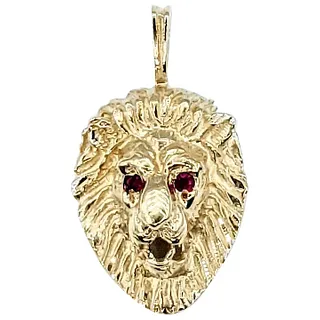 Fierce Ruby & 14K Gold Lion Pendant
