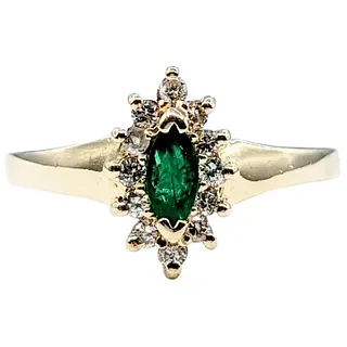 Classic Marquise Cut Emerald & Diamond Dress Ring