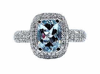Stylish Aquamarine & Diamond Cocktail Ring