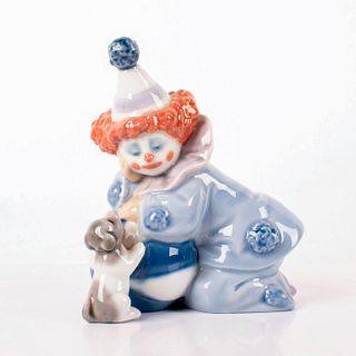 Pierrot with Puppy & Ball 1005278 - Lladro Porcelain Figurine