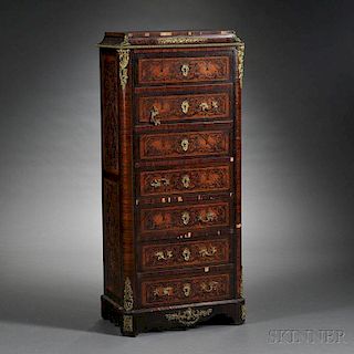 Louis XVI-style Ormolu-mounted and Marquetry Secretaire à Abattant