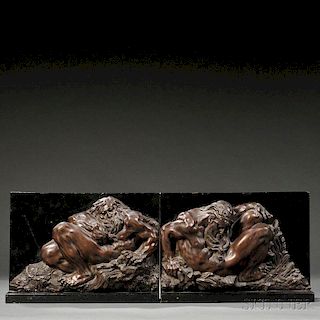 Pair of Art Moderne Bronze Plaques