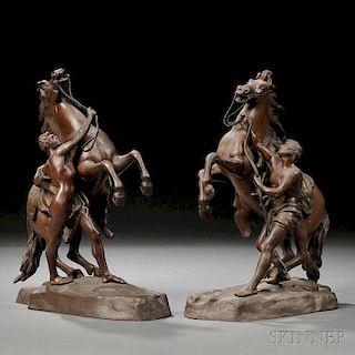 Pair of Bronze Marley Horses