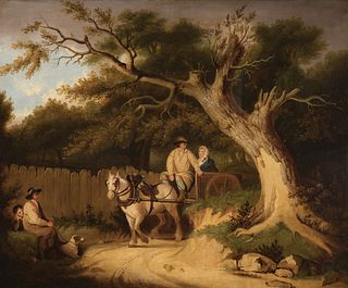 English school, ca. 1840. 
"Rural scene". 
Oil on canvas.