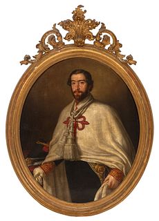 Circle of FEDERICO DE MADRAZO Y KUNTZ (Rome, 1815 - Madrid, 1894). 
"Portrait of a gentleman belonging to the Order of Santiago", c. 1850. 
Oil on can
