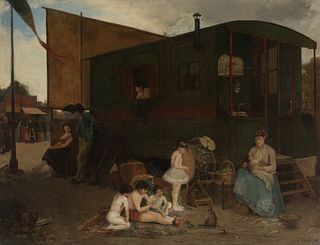 URANIE ALPHONSINE COLIN LIBOUR (Paris, 1831- Paris, 1916). 
"Circus wagon", 1881. 
Oil on canvas.