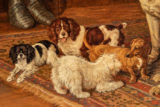 FRANK PATON (Stepney, London, 1855-1909). 
"Dogs indoors," 1890. 
Oil on canvas.