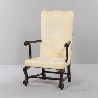 Chippendale Carved Mahogany Open Armchair