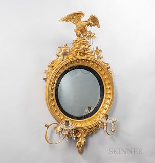 Classical Carved Giltwood Girandole Looking Glass