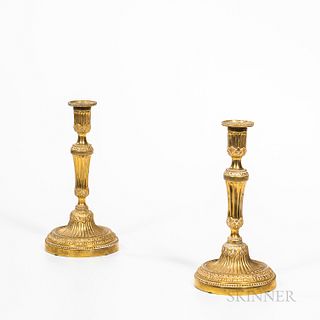 Pair of Cast Gilt-brass Candlesticks