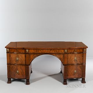 Regency-style Mahogany Veneer and Rosewood Crossbanded Desk
