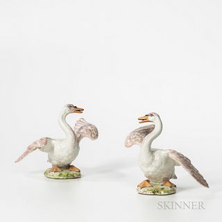 Pair of Porcelain Swan Figures
