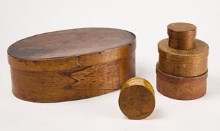 Five Oval and Round Boxes