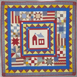 Quilt with house in center