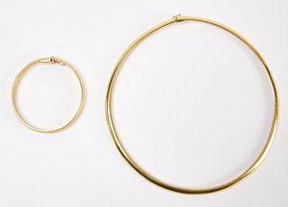 14kt Gold Necklace and Bracelet Set