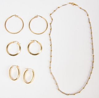 Three Gold Hoops and Necklace