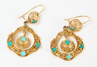 14kt Gold Intricate Pierced Drop Earrings