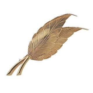 Vintage Tiffany &amp; Co 14k Gold Feather Brooch Pin