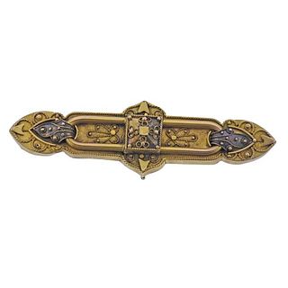 Antique Etruscan 14K Gold Brooch Pin